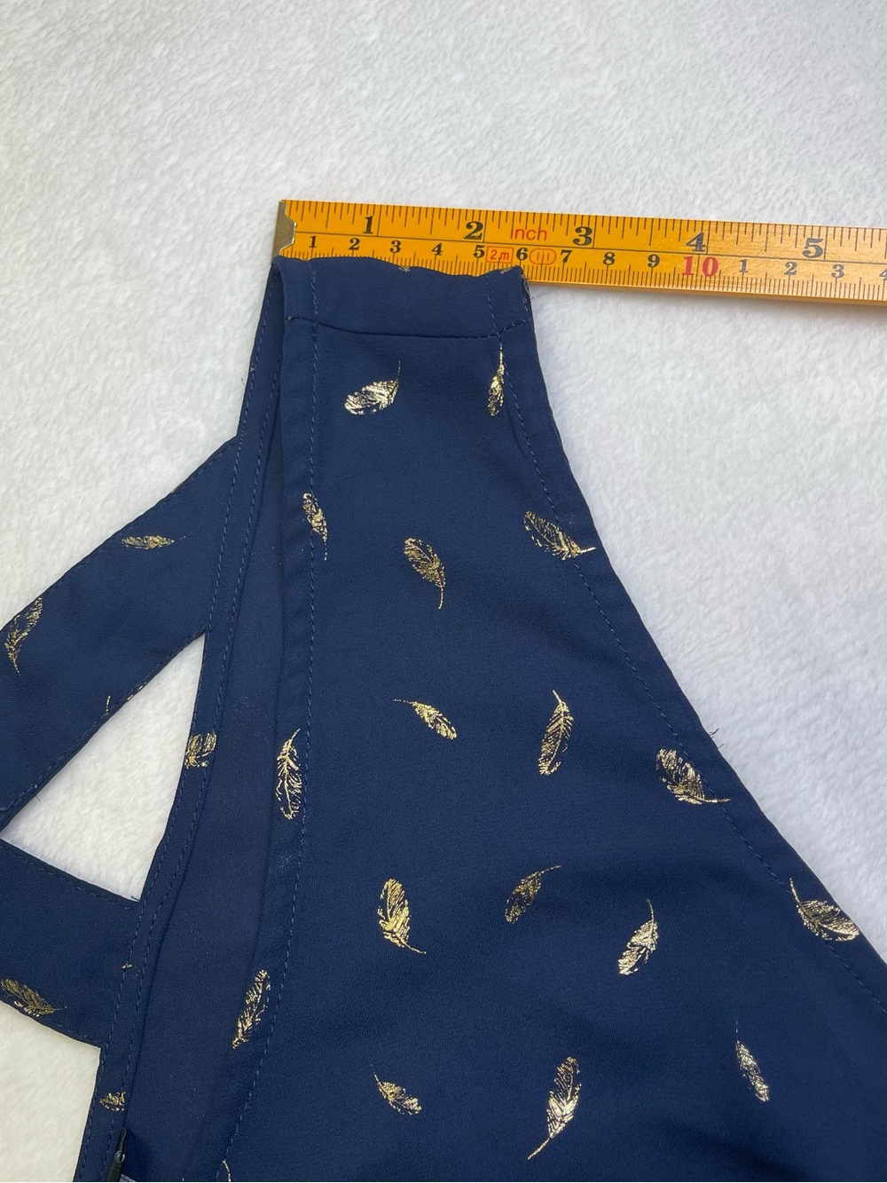 Torrid Size 28 Navy Blue Gold Foil Feather Tank Top Plus Size Strappy Cross Back - Picture 8 of 9